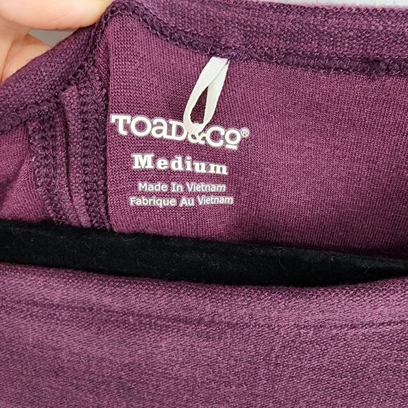 3/$25 70 Toad & Co Intermosso Dress M Long Sleeve Pockets Boat Neck Burgundy Red - Picture 5 of 12